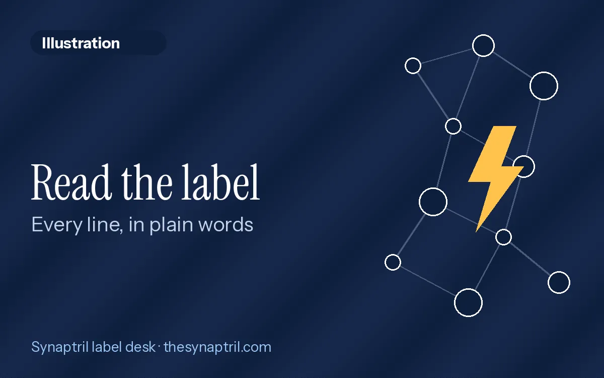 Illustration card titled Read the label, every line in plain words